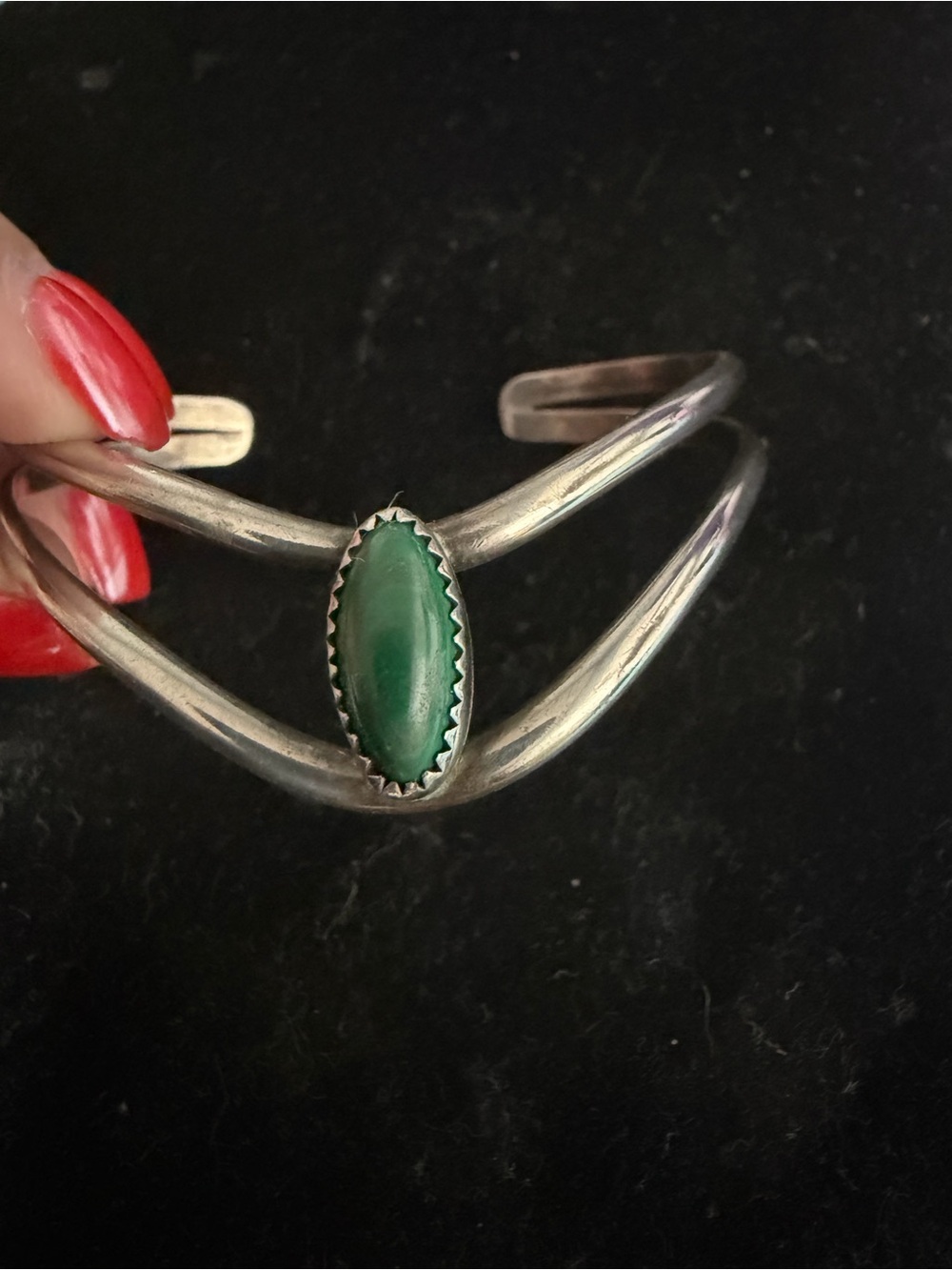 Native Sterling silver malachite cuff bracelet
